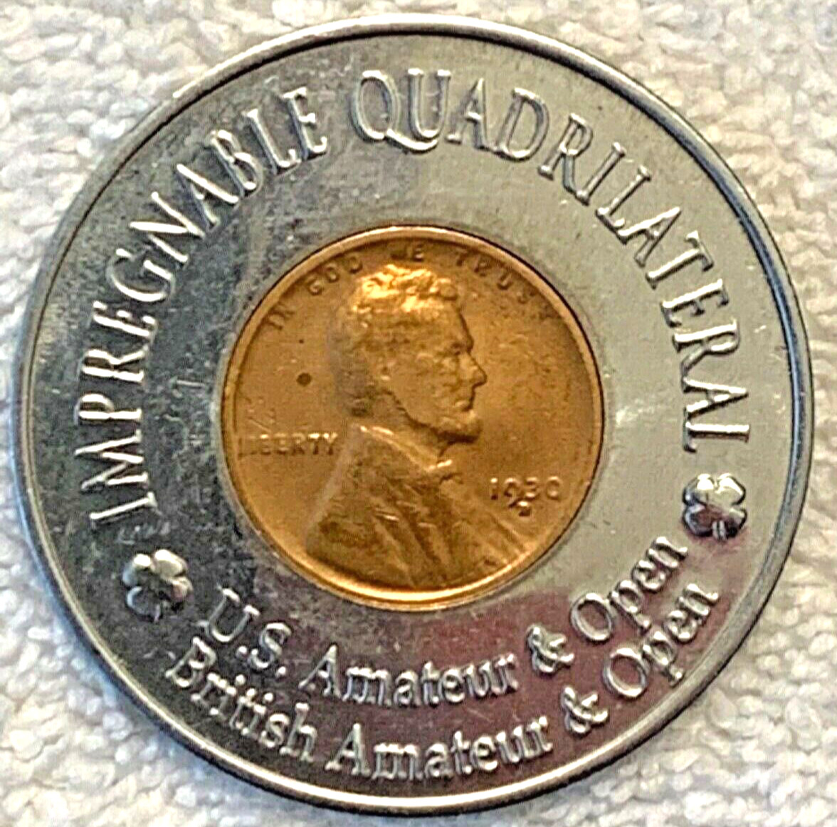 BOBBY JONES  GRAND SLAM  TRIBUTE COIN  COPPER & STAINLESS GOLF BALL MARKER