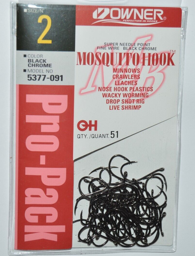 owner drop shot wacky minnow mosquito nose hook 5377-091 size 2 pro-pack