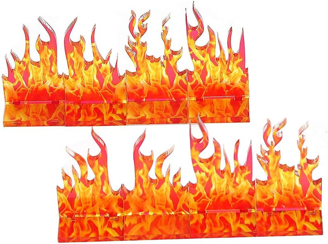 DND Wall of Fire Miniatures, 8 Acrylic Flame Terrain Pieces | 8 Modular Fire Spe
