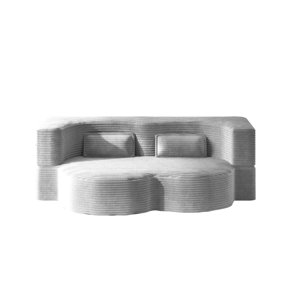 Twin Convertible Floor Sofa Bed w/ Pillows, Folding Guest Mattress Light Grey