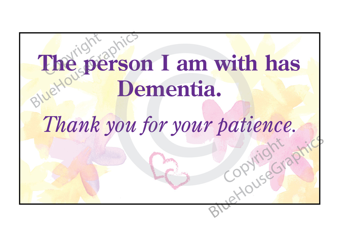 Dementia Business Cards Memory Card  Alzheimers Patient Patience Loss Caretaker