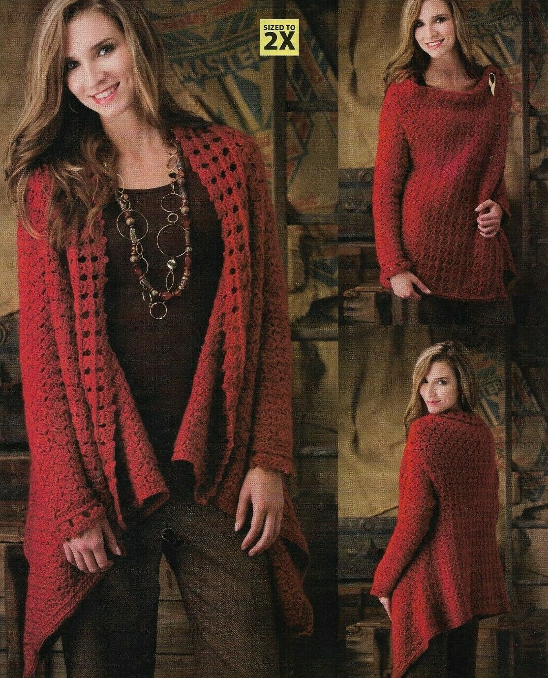 LA SYMPHONIE JACKET WRAP SWEATER 5 SIZES WOMEN'S CROCHET PATTERN INSTRUCTIONS