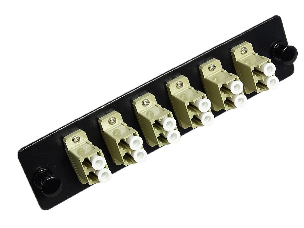 LGX LC Adapter Panel 6 Ports 6 Duplex Multimode Adapters Black Fiber Optic