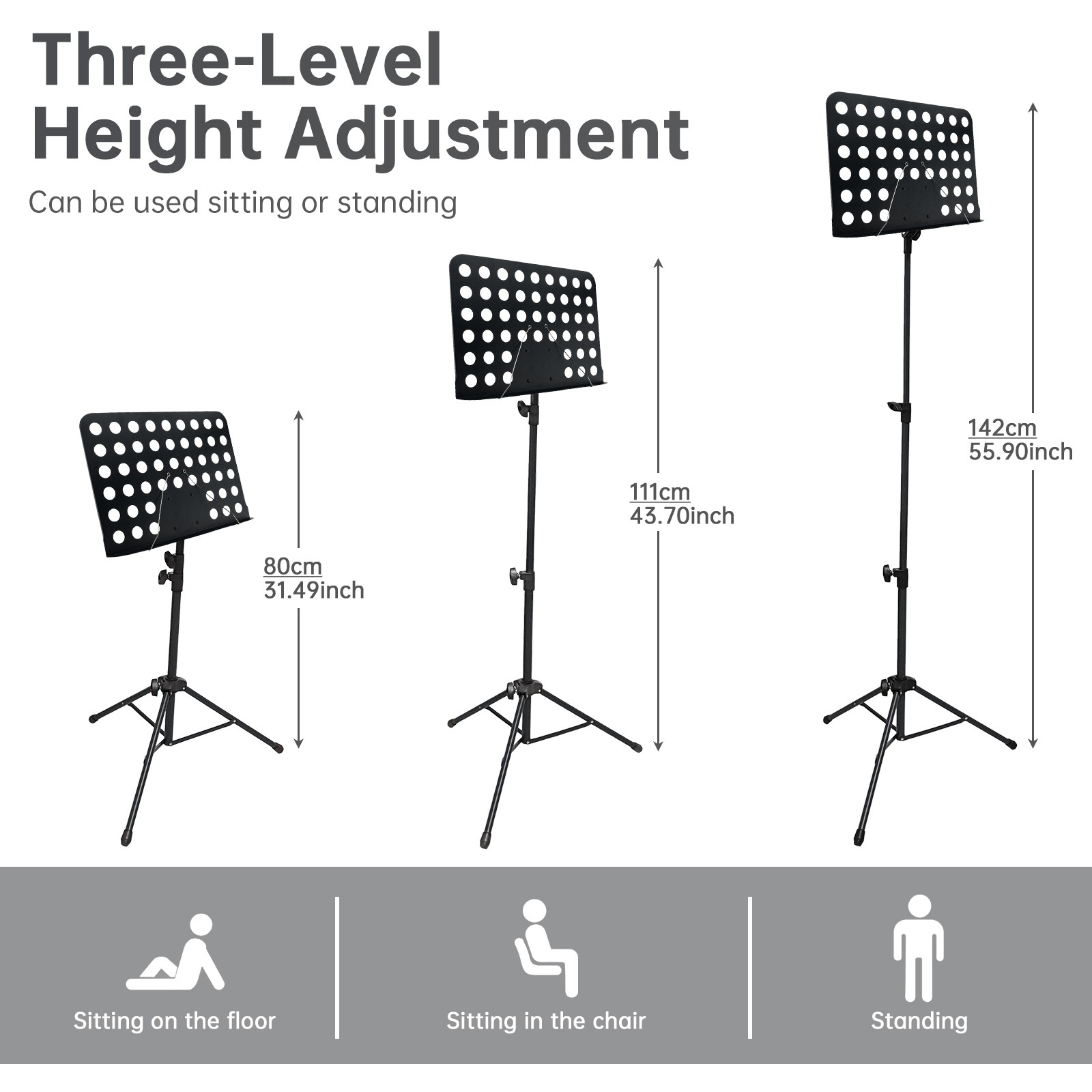Portable Music Stand Foldable Height Adjustable for Playing Musical Instruments