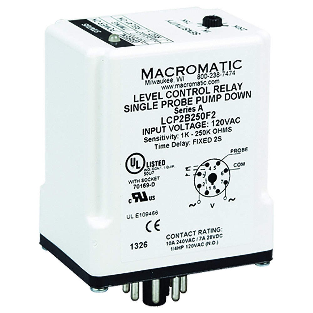 MACROMATIC LCP2D100 Control Relay,Dual Pump Down,120V 31EL63