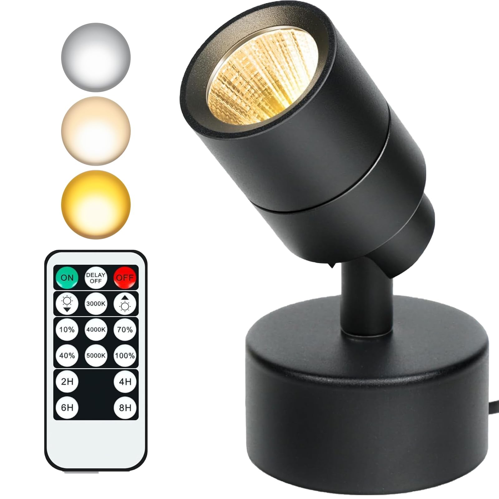 MIOBLUE LED Spotlights Indoor, 3W Uplighting Indoor with Remote Control Dimma...