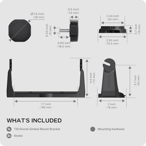 Tilt/Swivel Gimbal Mount Bracket and Knobs Compatible with HOOK2/Reveal 7