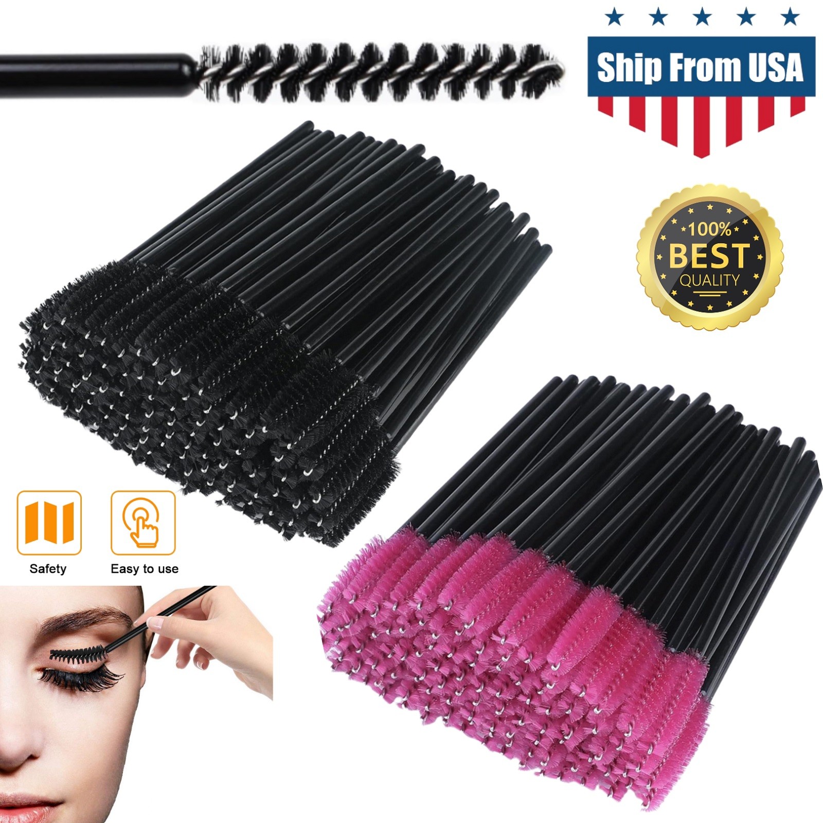 200x Disposable Eyebrow Eyelash Brush Mascara Wands Applicator Brush Makeup Tool
