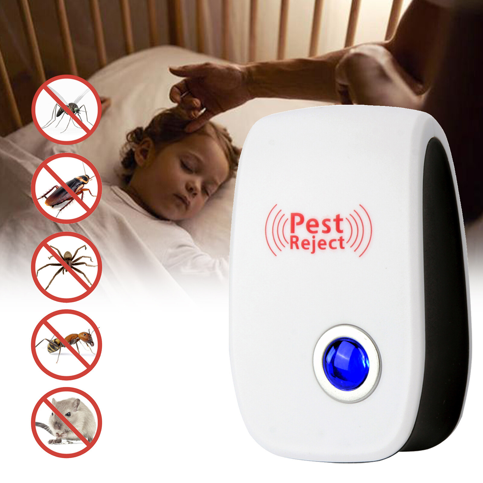 6 Pack Electronic Pest Reject Control Ultrasonic Repeller Bug Rat Spider Roaches