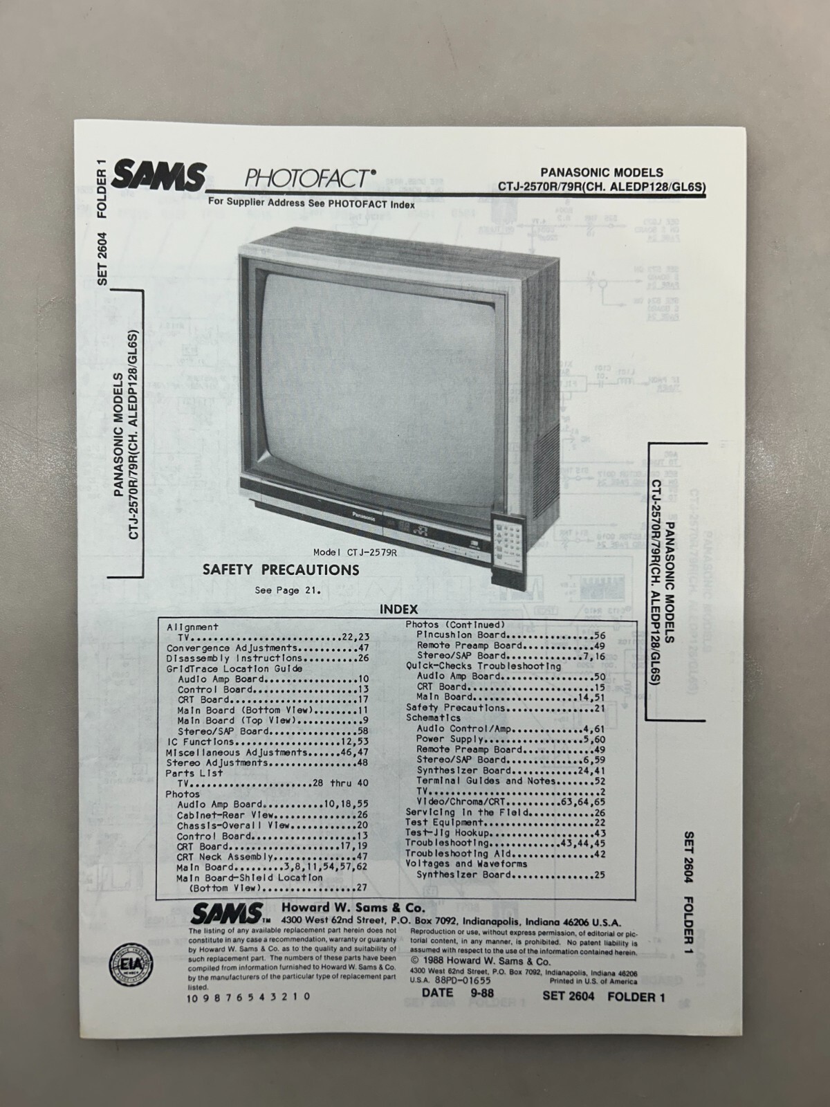 Panasonic CTJ-2570R 79R Service Manual Sams Photofact Free Shipping