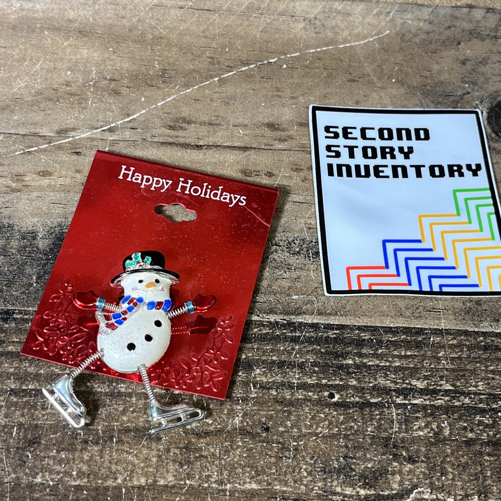CHRISTMAS ICESKATING SNOWMAN PENDANT PIN HAPPY HOLIDAYS COSTUME JEWELERY KOHL'S