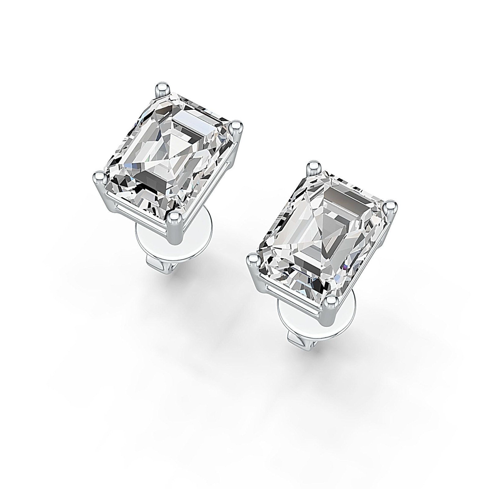 Sterling Silver Semi Mount Earrings Setting Emerald OCT 8X6mm