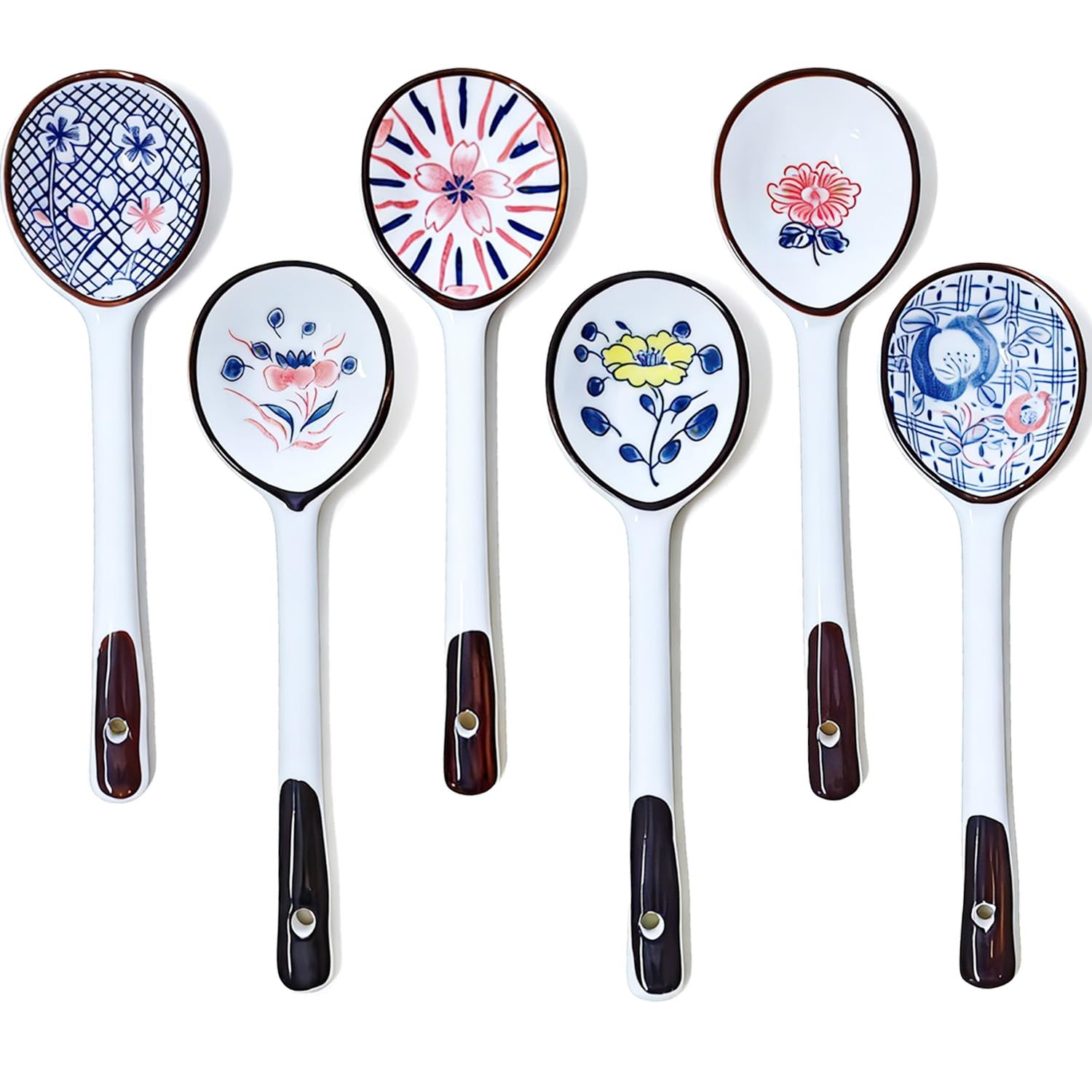 6 PCS Soup Spoons,Asian Soup Spoon,Chinese Soup Spoon,Ceramic Small Spoon Jap...