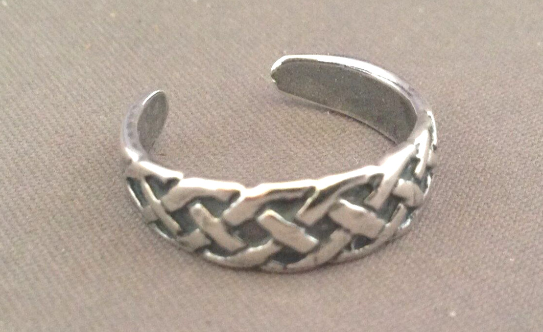 Braid toe ring genuine .925 sterling silver adjustable + gift box