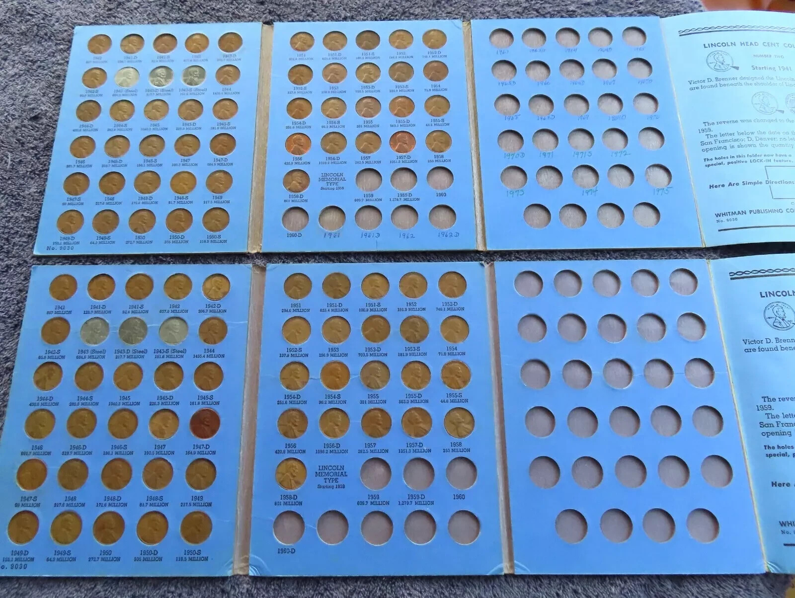 Complete Lincoln Wheat Cent Collection In Folder 1941 - 1958 P D S Set