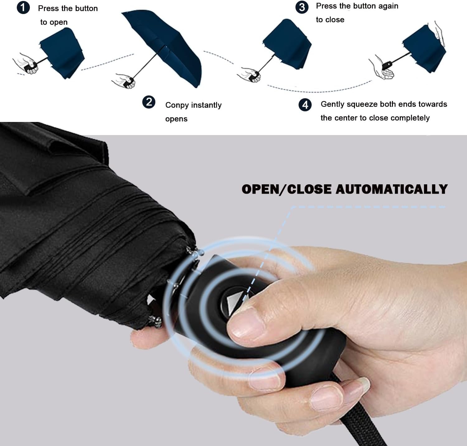 SIEPASA Sakura Compact Travel Umbrella Windproof Automatic Folding Lightweight