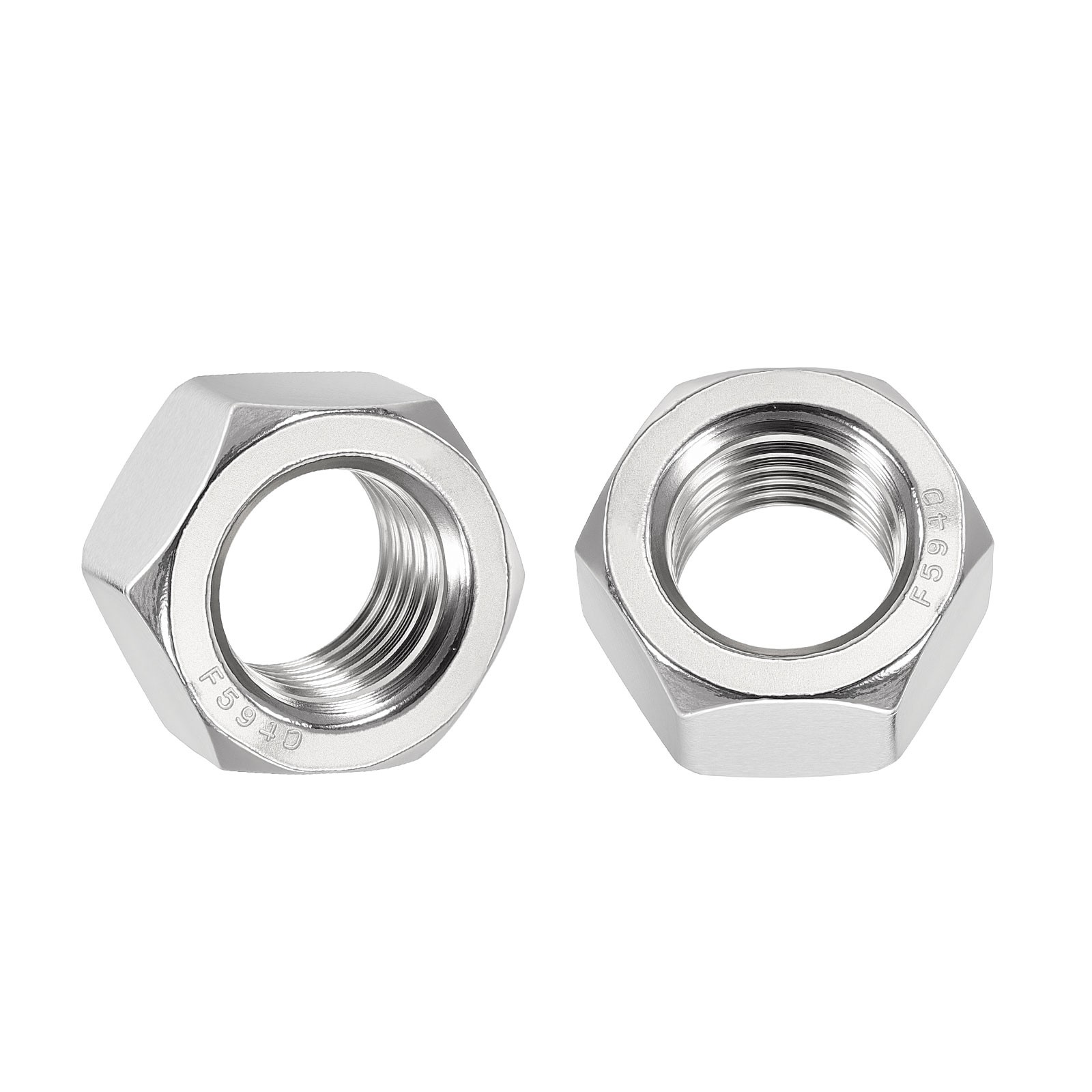 10pcs Hex Nuts - [7/8"-9] 304 Stainless Steel 18-8 Hardware Nuts, Silver