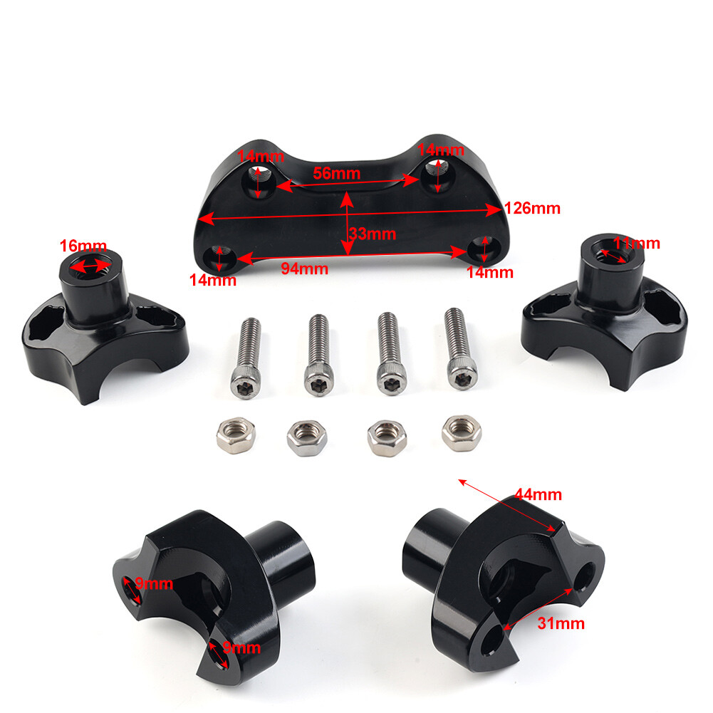 1.7"Handlebar Risers Top Clamp For Harley-Davidson Dyna Street bob Softail Black