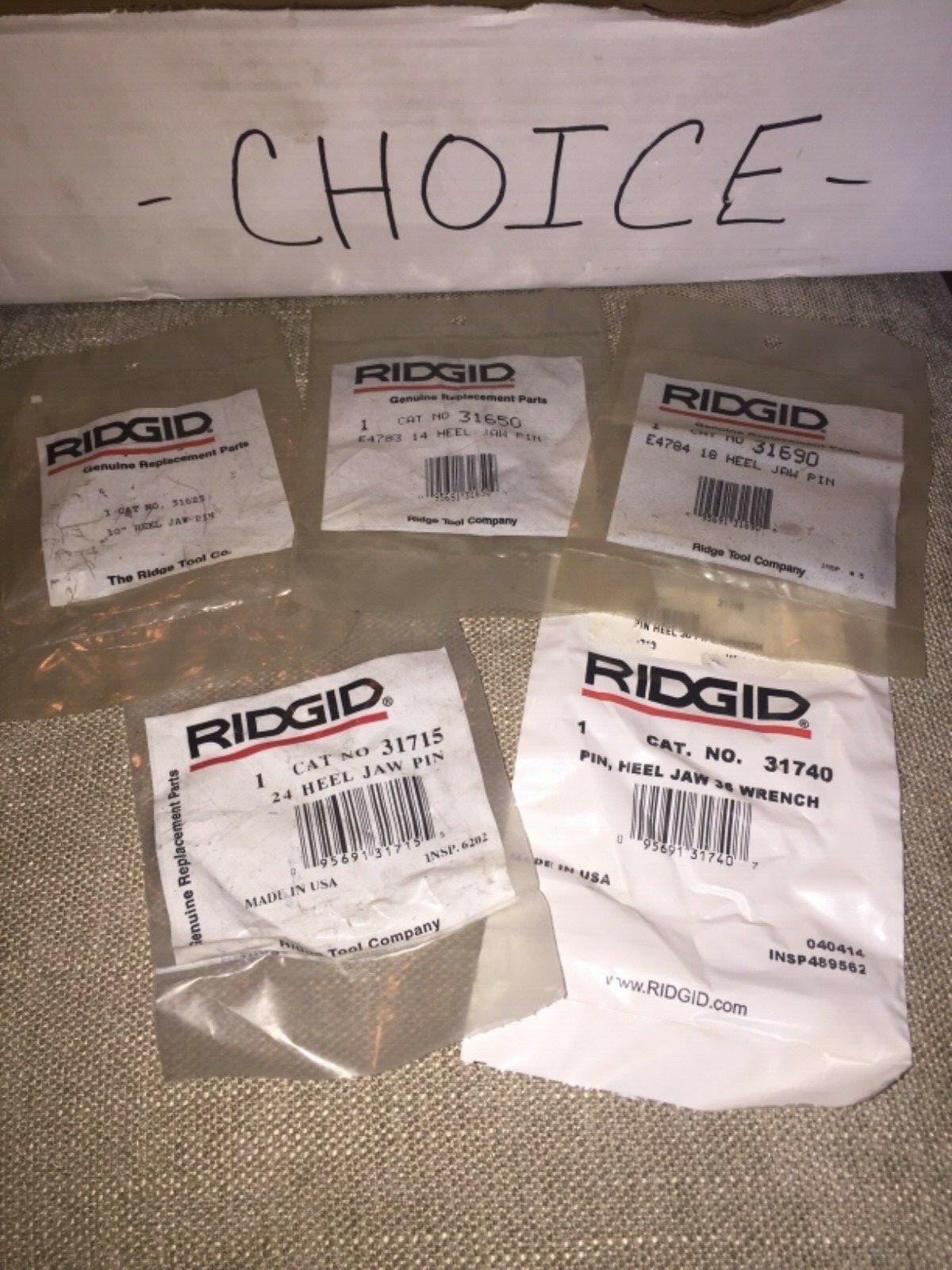 CHOICE! - RIDGID Heel Jaw PIN 31625 31650 31690 31715 or 31740