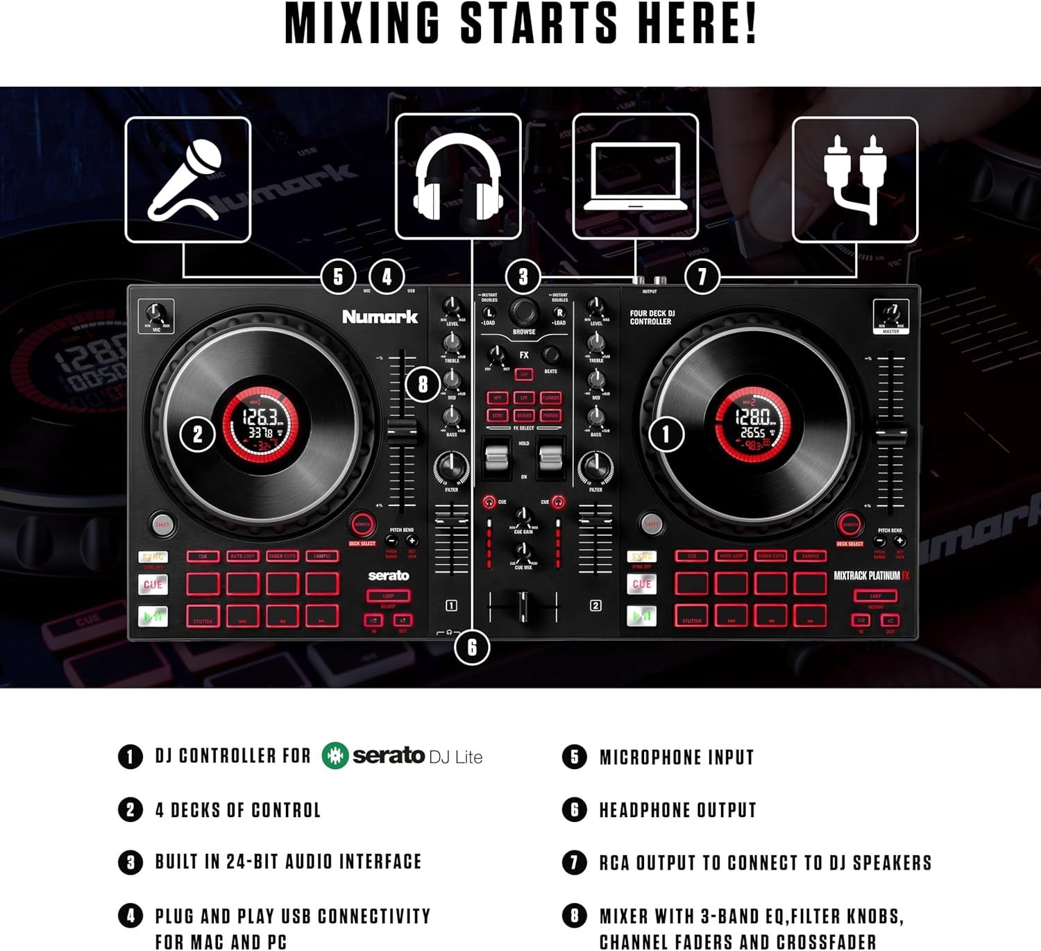 Professional Serato DJ Controller - Mixtrack Platinum FX