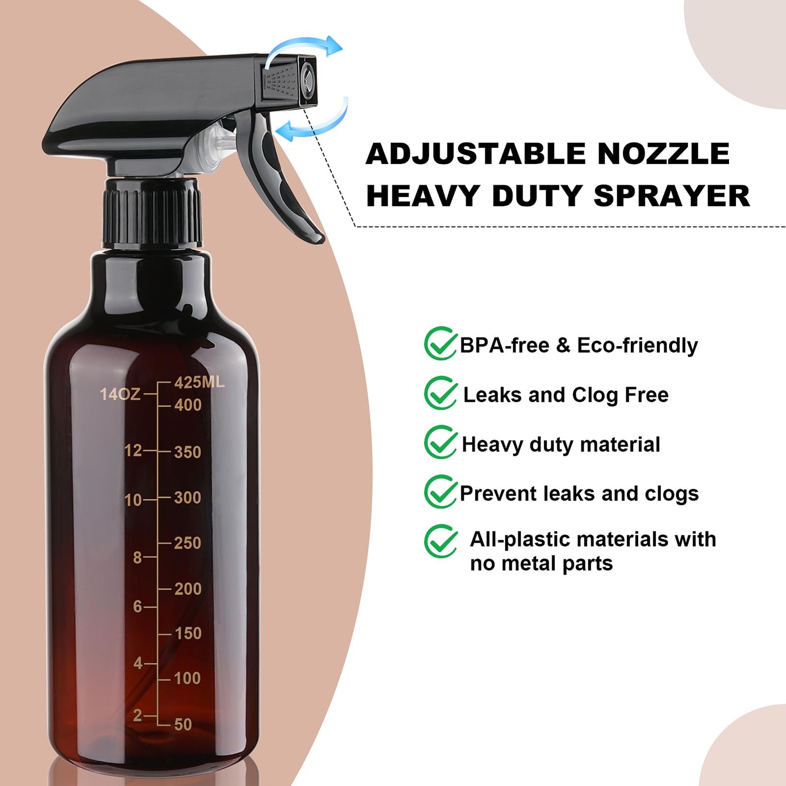 Plastic Spray Bottle 16.9oz Empty Spray Bottles Refillable Container Trigger ...