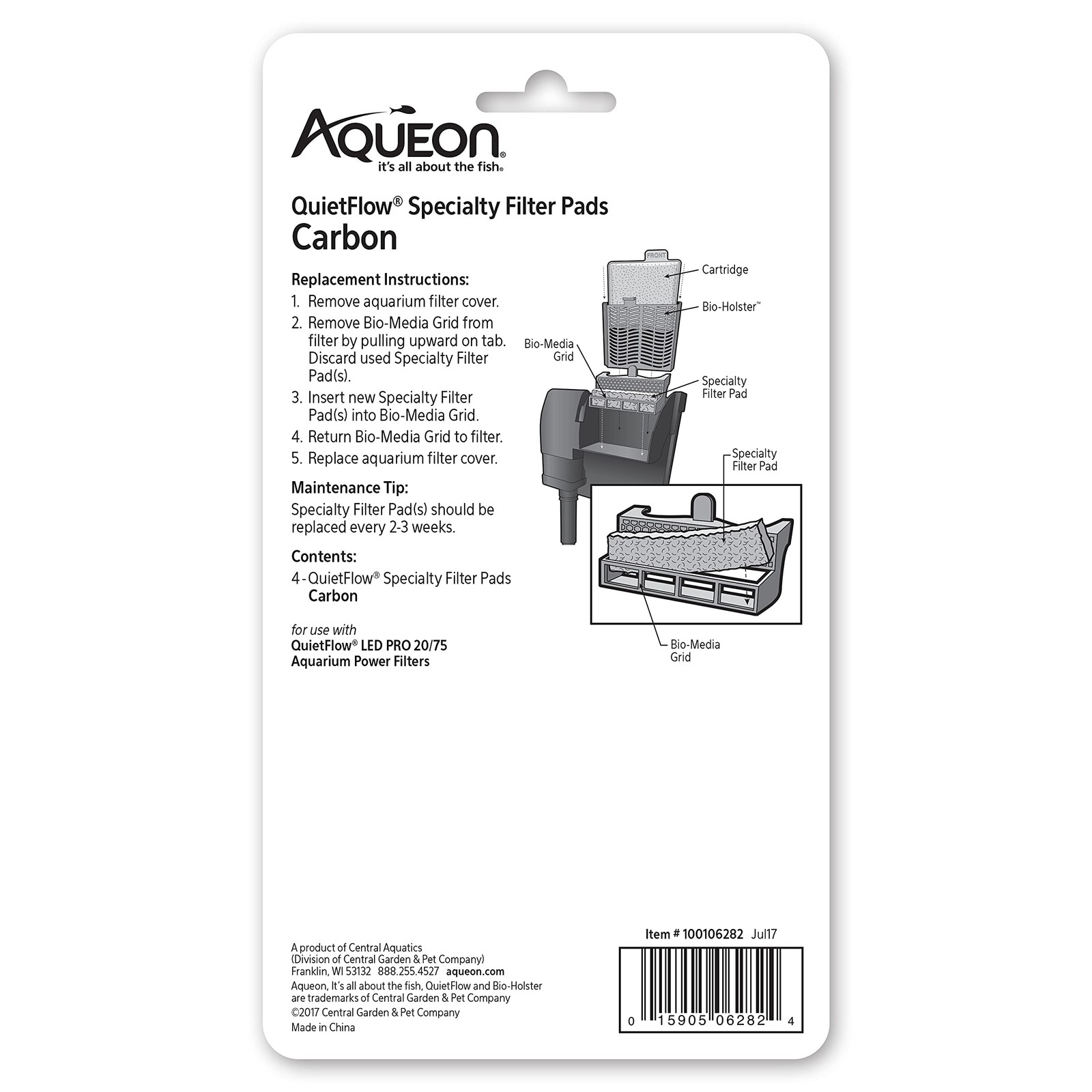 Replacement Specialty Filter Pads Carbon 20/75