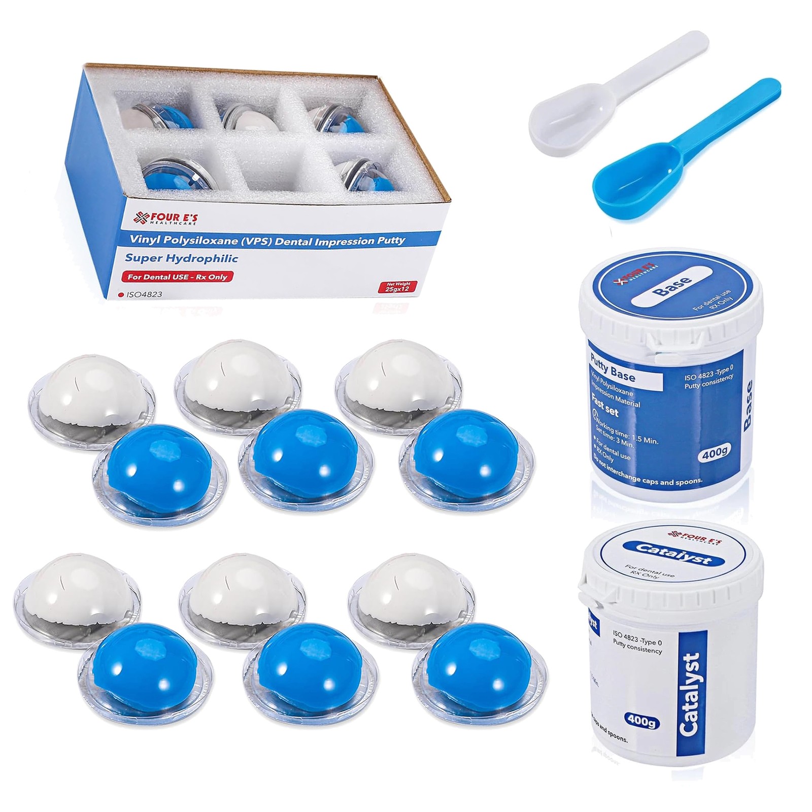 Dental Putty Fast Set VPS Dental Impression Material (400g Base & 400g Catalyst)
