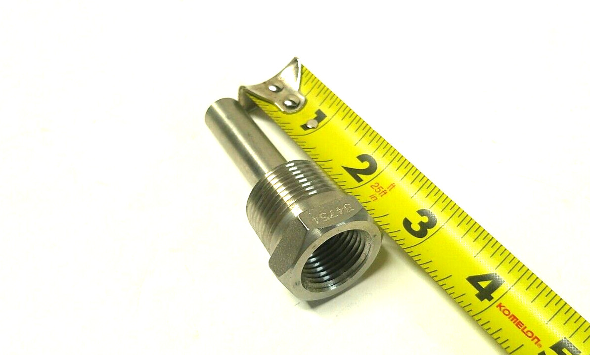 Thermowell 304ss 1/2" FPT x 1-1/2" L x 3/4" MTP Machined Tube    Z251
