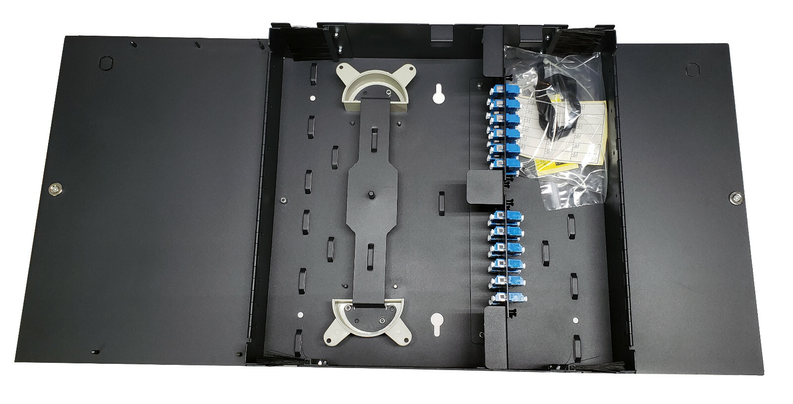 48 Fiber Dual Door Wall Mount, 24 LC/UPC Duplex Adapters, Patch Only Singlemode