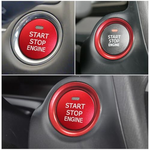 Bilisin Aluminum Engine Push Start Button Cover Trim Compatible with Mazda-Red