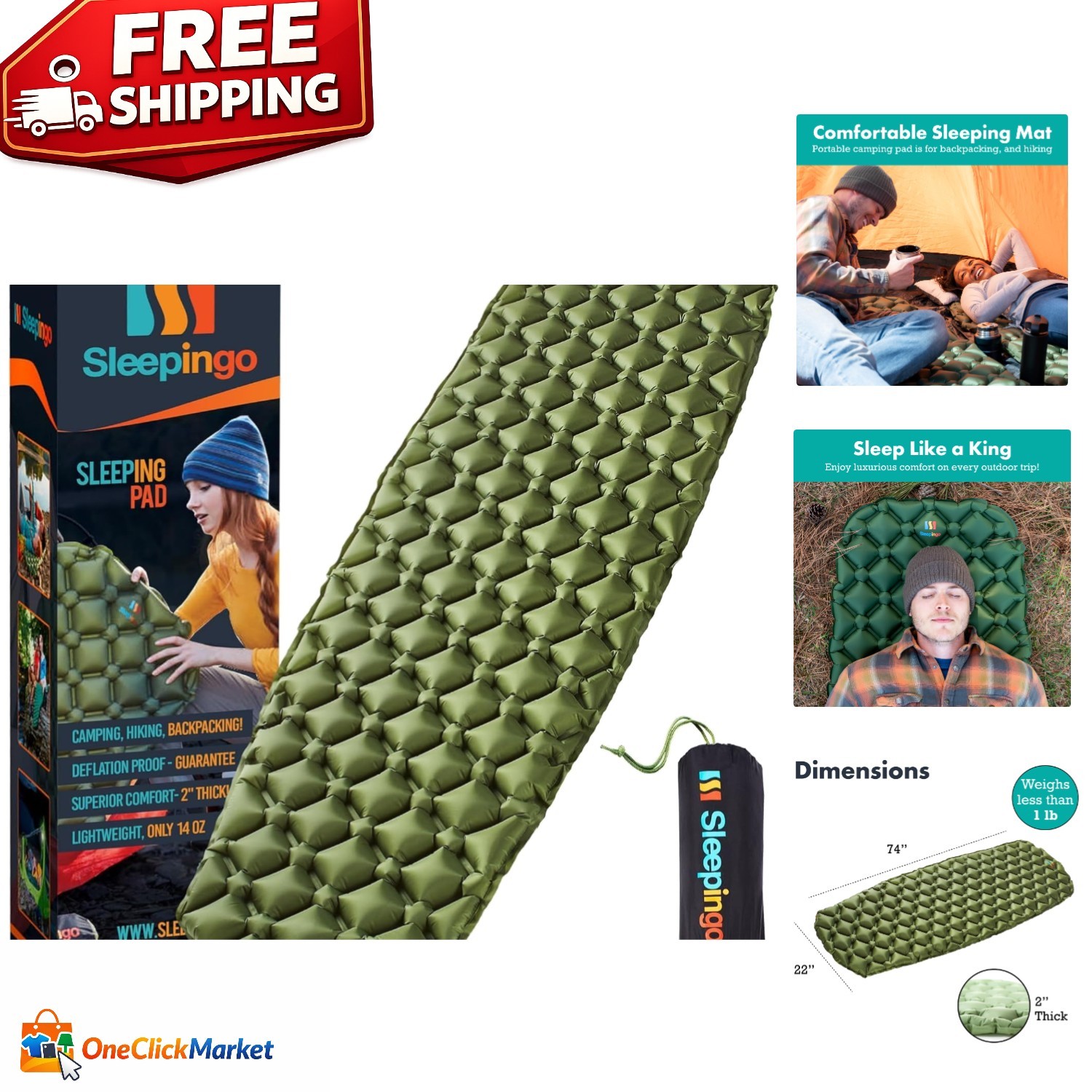 Compact 2-Inch Thick Camping Air Mattress - Perfect for Backpacking Adventures