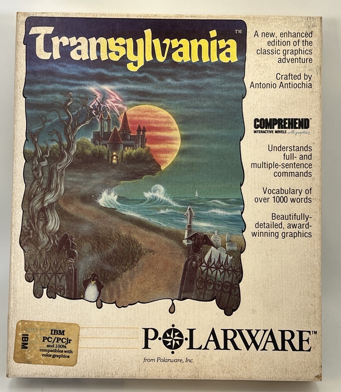Transylvania IBM PC Big Box Complete 5.25” Floppy Polarware 1986 Vintage