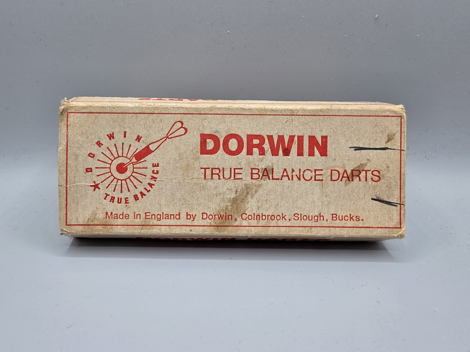 Vintage Dorwin Brass Darts - Made In England - Red With White Flights