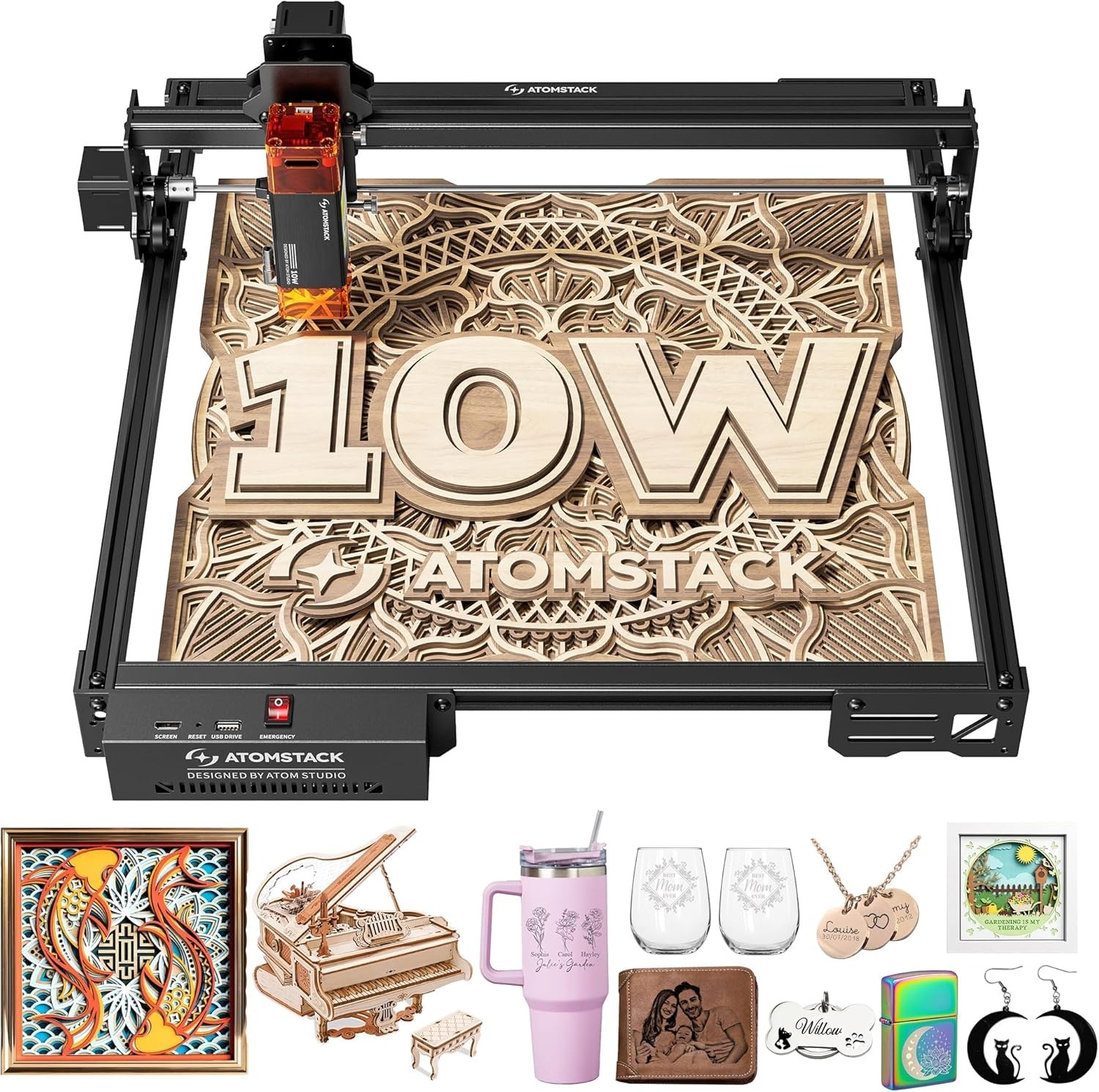 Used AtomStack A10 Pro V2 Laser Engraver 400mm/s High Speed Cutter Machine