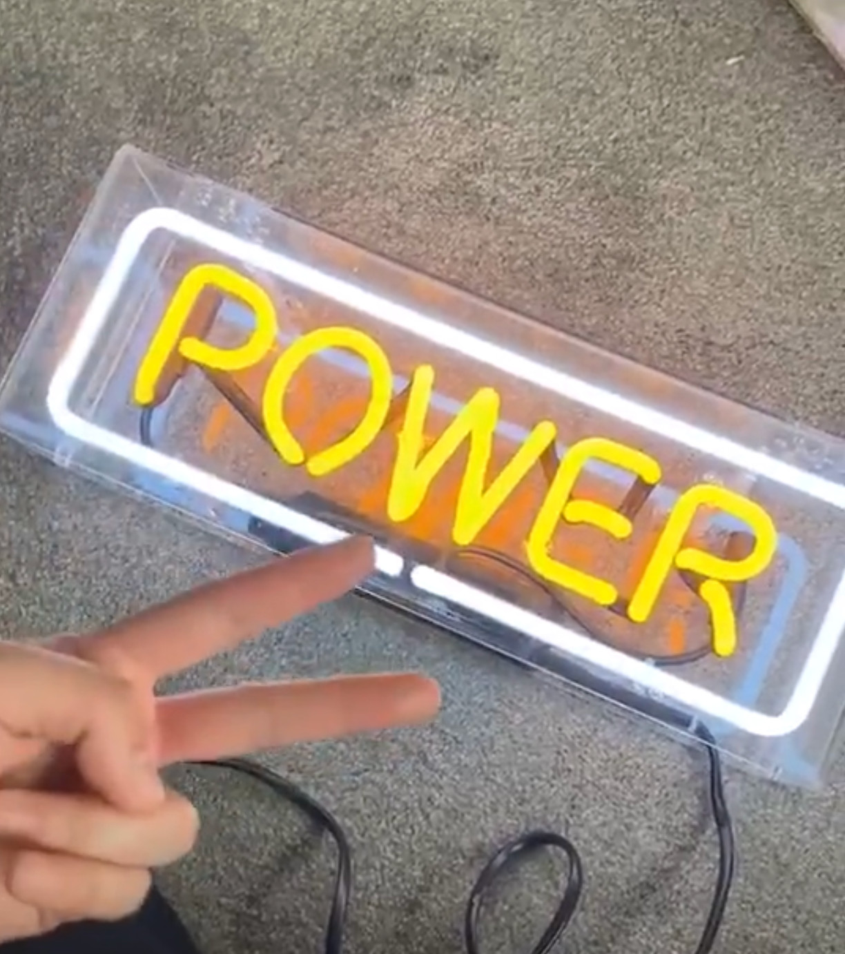 Power Neon Sign 14"x5" Acrylic Box Light Lamp Hanging Standable Decor UX