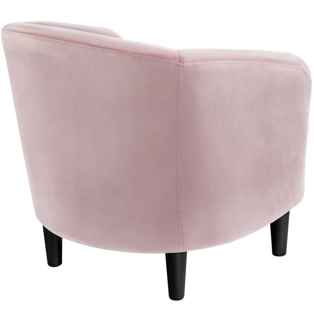 Pink Accent Barrel Chair Rounded Comfortable Velvet Wood leg Living Room Bedroom
