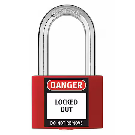Zoro Select 48Jr31 Lockout Padlock, Keyed Different, Aluminum, Red, 1 7/16 In,