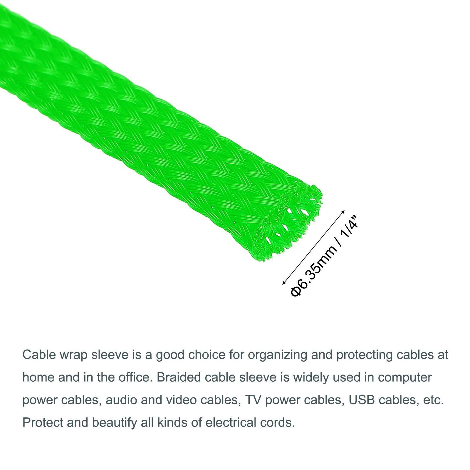 Expandable Sleeving 1/4-inch 100ft Cable Sleeve Green