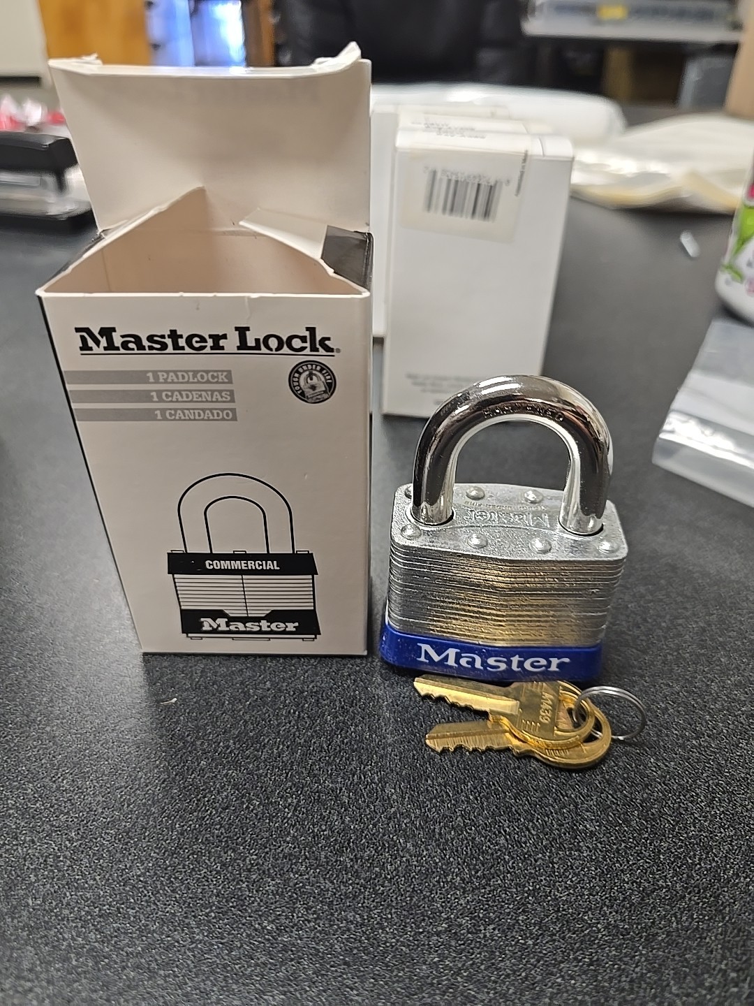 (QTY 5) Mixed Padlocks, Misc Lot - Master Lock, With Keys General + Commercial