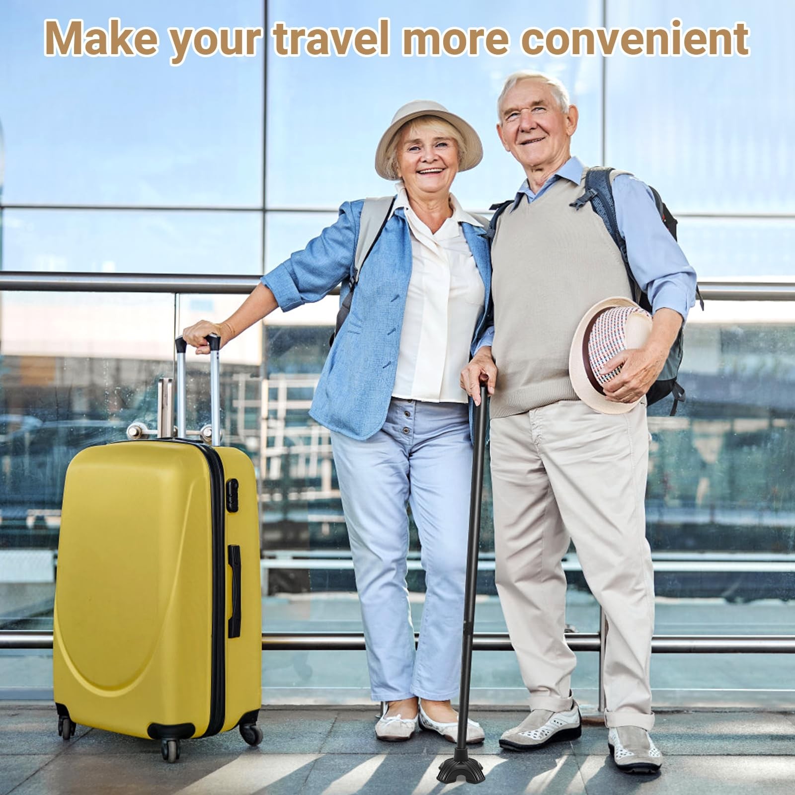 2 Pack Cane Tips for Stability, Self Standing Cane Base for Most Walking