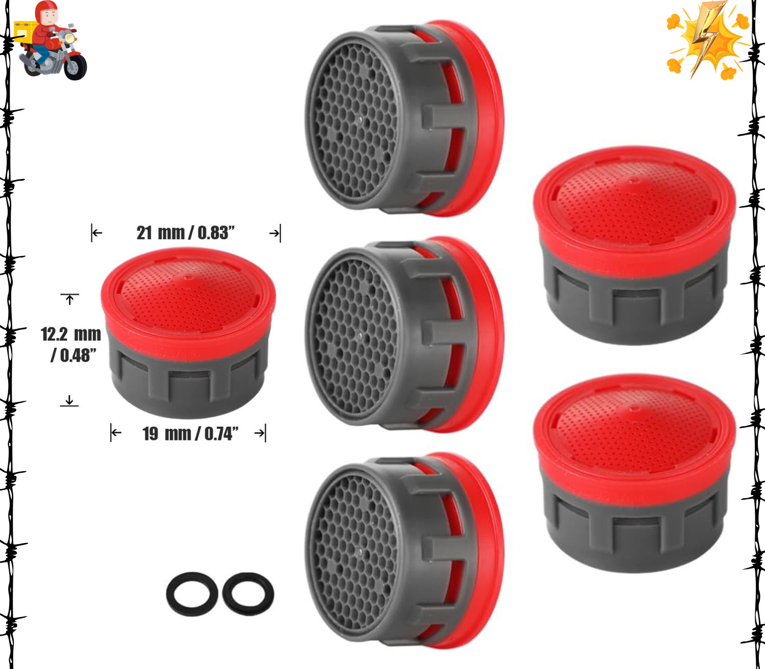 Faucet Aerator, 2.2 GPM Flow Retrictor Insert Faucet Aerators Replacement Par...