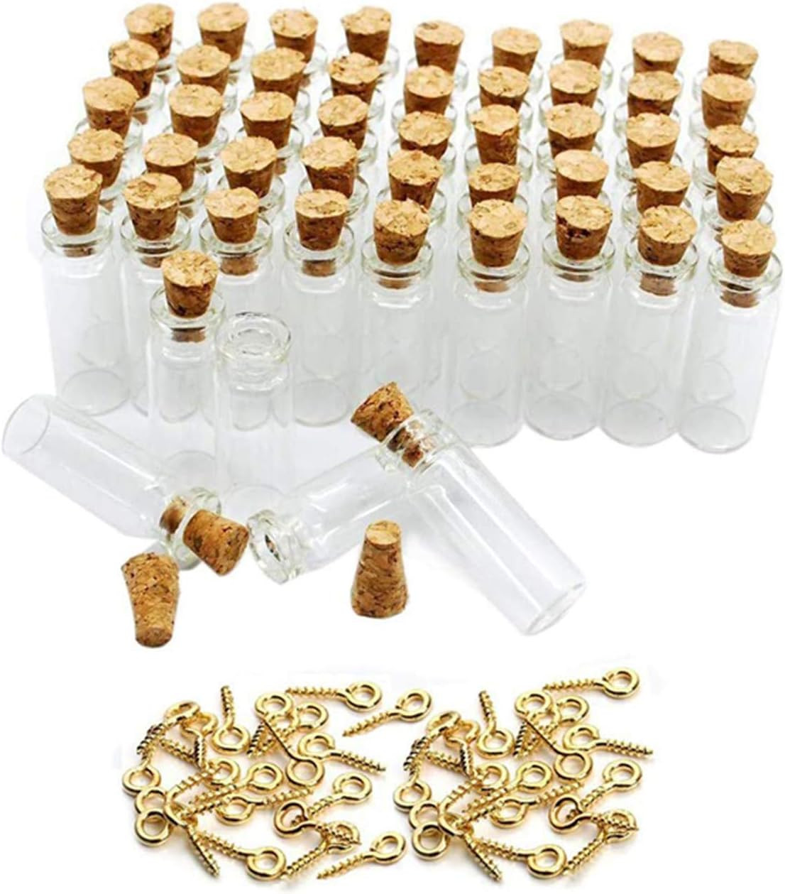 com 60 Pcs 2ml Mini Vials Clear Glass Bottles Jars Tall Tiny Jars with Corks Sto