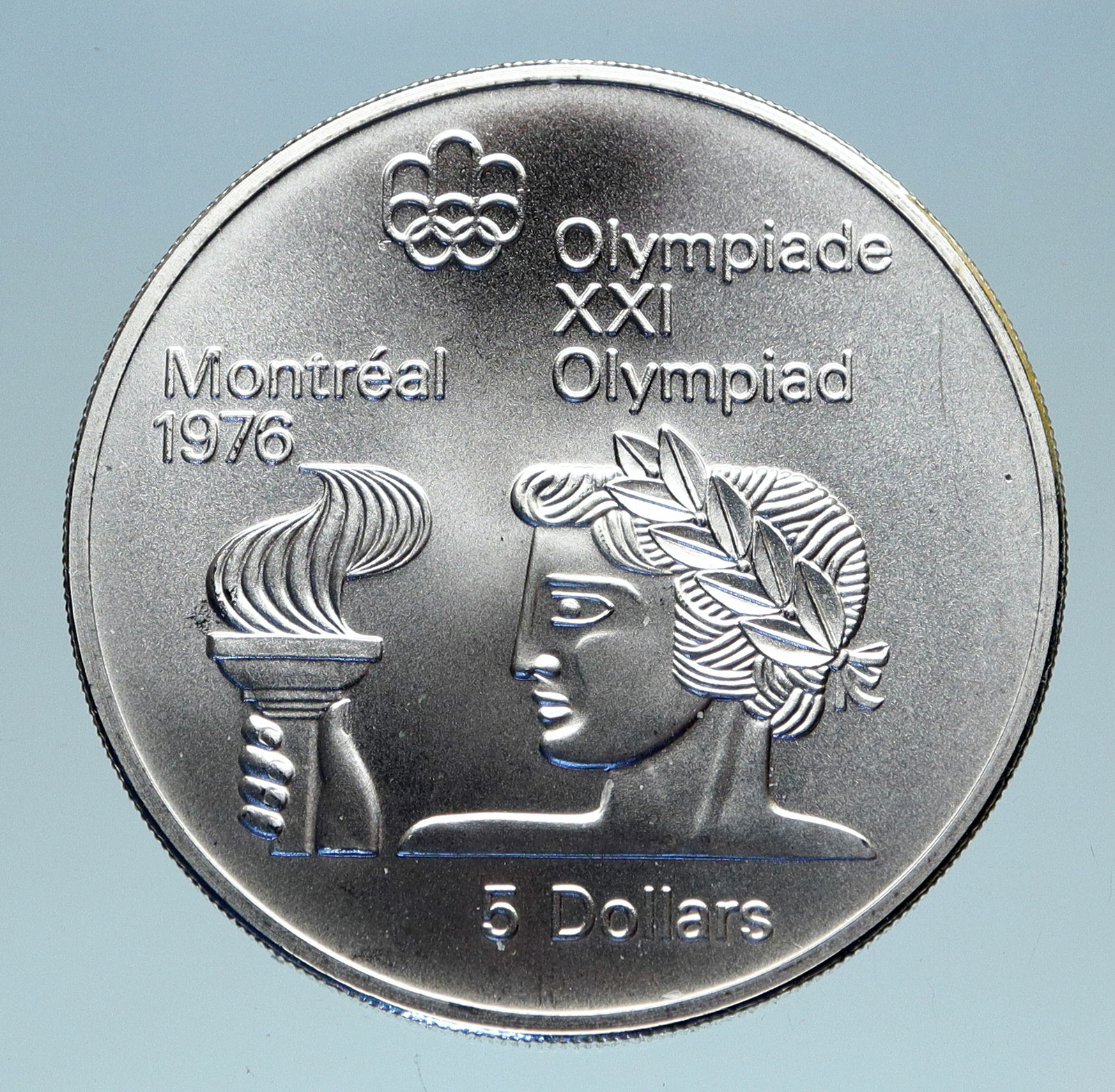 1974 CANADA Queen Elizabeth II Olympics Montreal TORCH HOLDER Silver Coin i83107