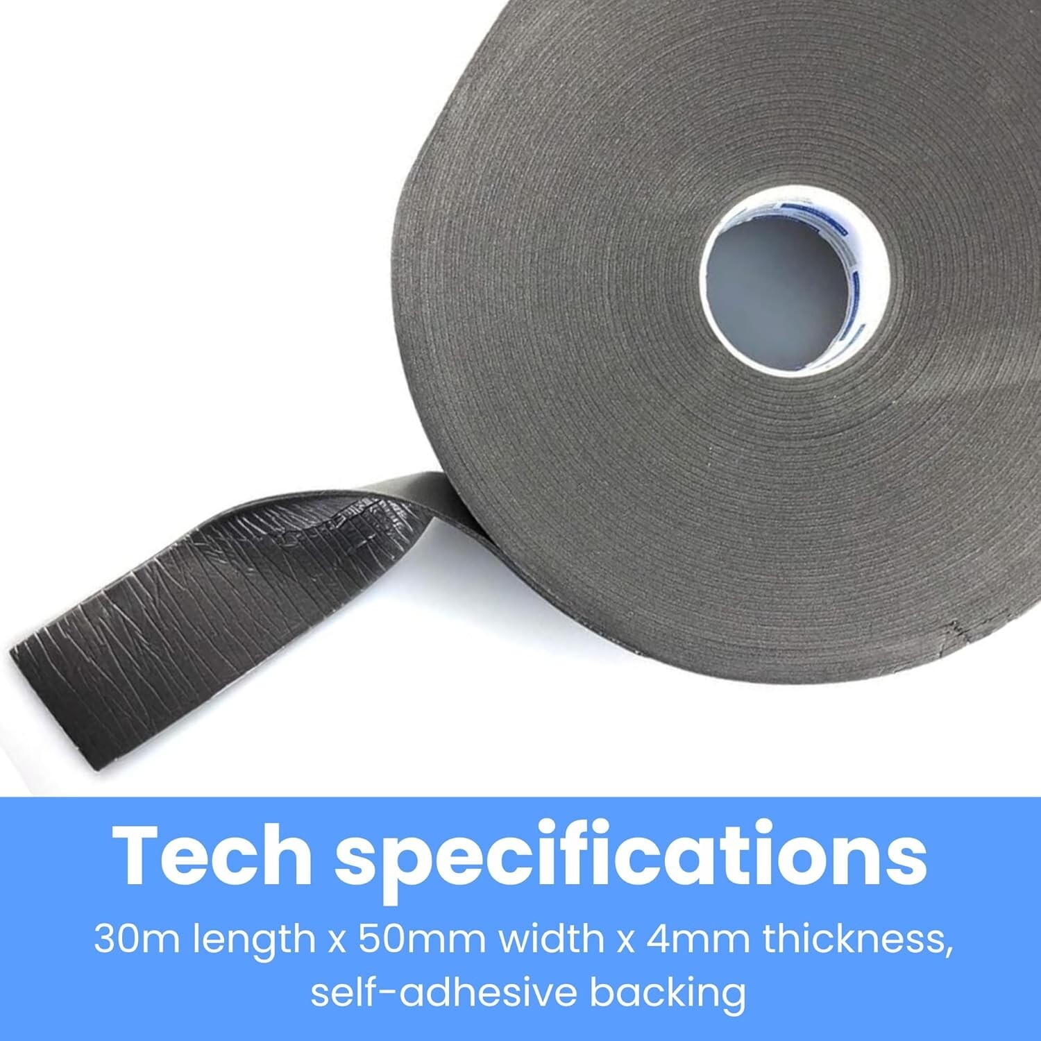 Acoustic Soundproofing Tape 30m Grey 4mm Thick Various Widths