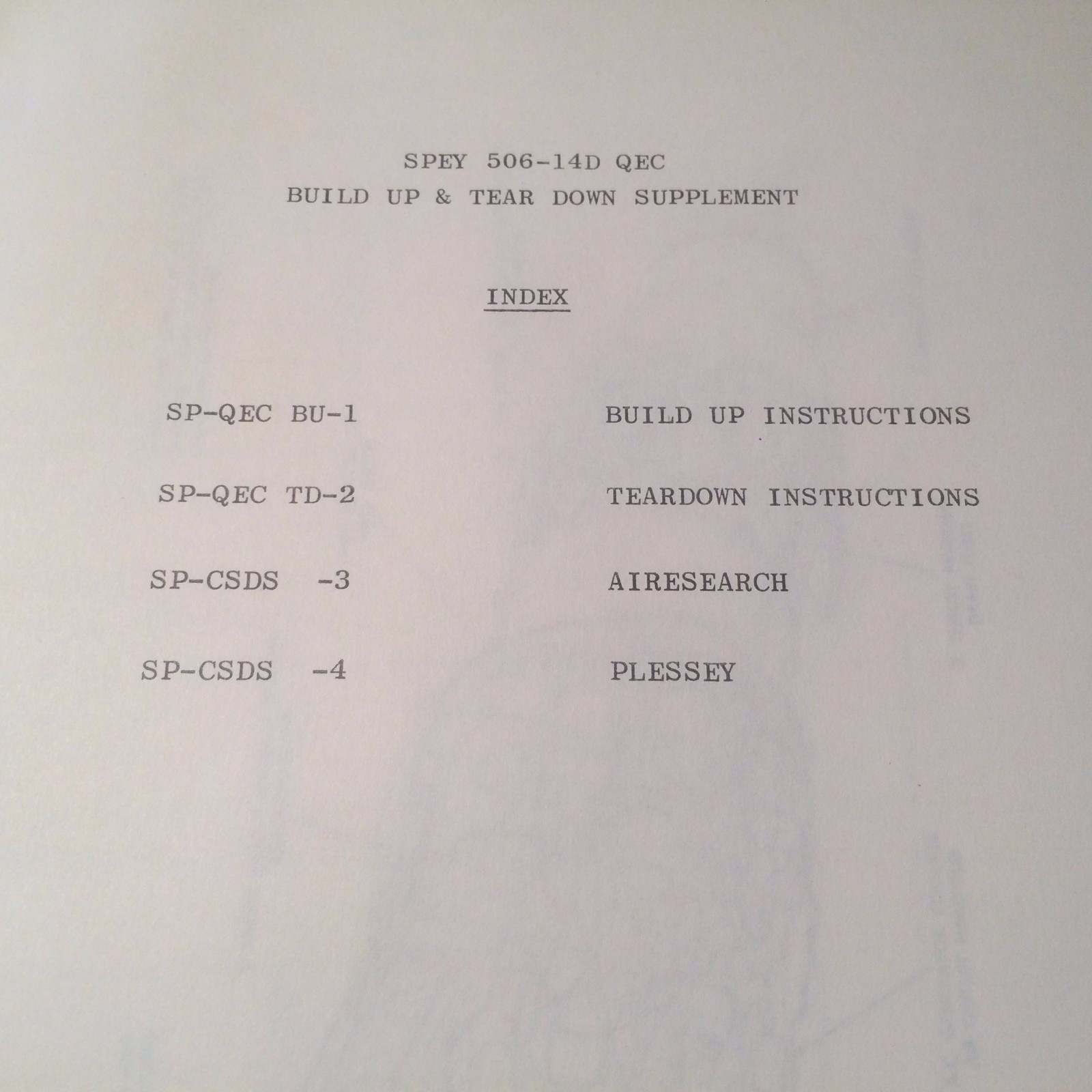 Rolls-Royce SPEY 506-14D Quick Engine Change Manual