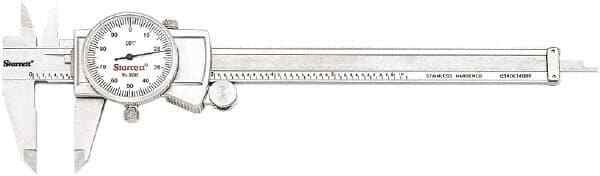Starrett 0" to 6" Range, 0.001" Graduation, 0.1" per Rev. White Dial, 1.5" Ja...