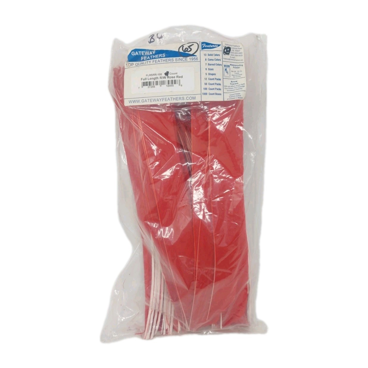 65 Count Gateway Feathers FULL LENGTH Right Wing: Rose Red