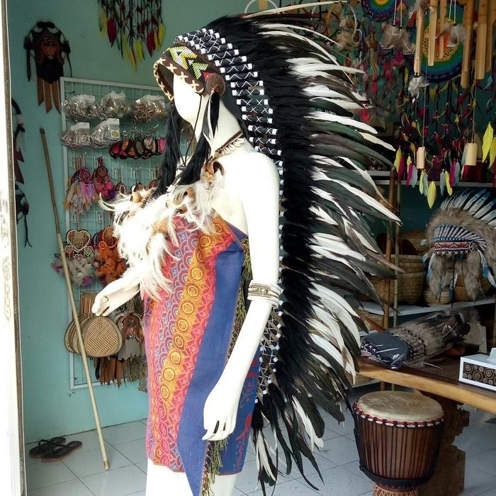 Warbonnet Indian Feather Headdress Large Handmade Carnival Festival Costume Hat
