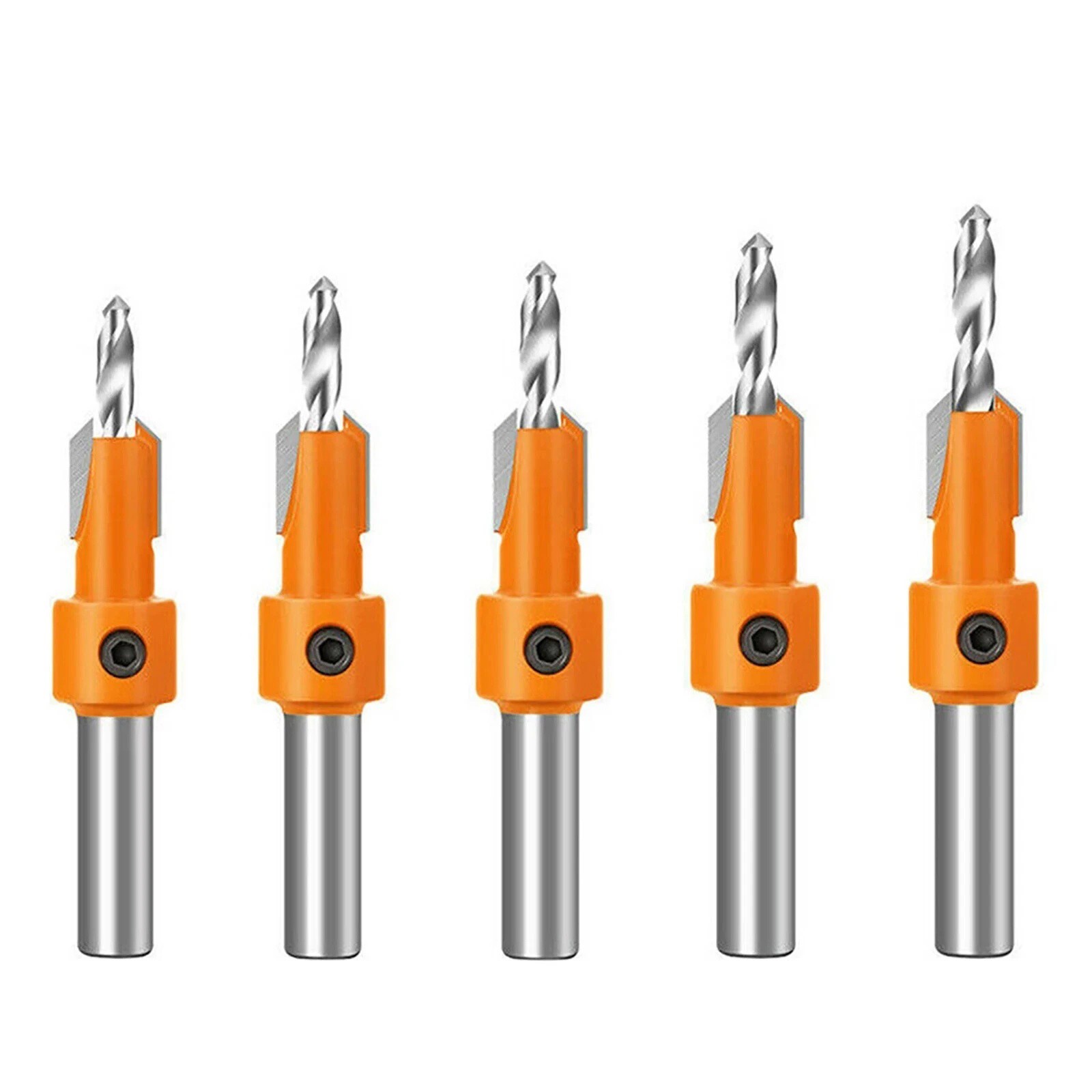 5pcs Countersink Drill Bits with Replaceable Hexagon Handle for Easy Maintenance