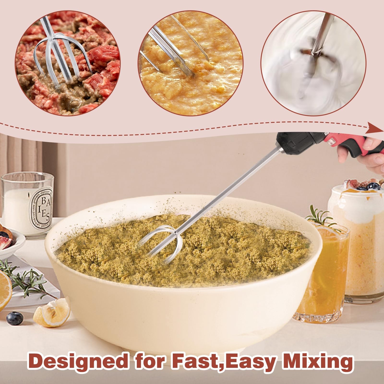 Hand Mixer Beaters used with Standard Hand DrillMeat ChopperHamburger Chopper...